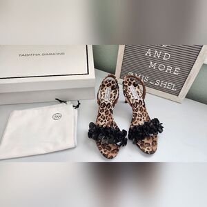 💐Tabitha Simmons Canvas Slingback Leopard Print twill Shoes Sz 36/6